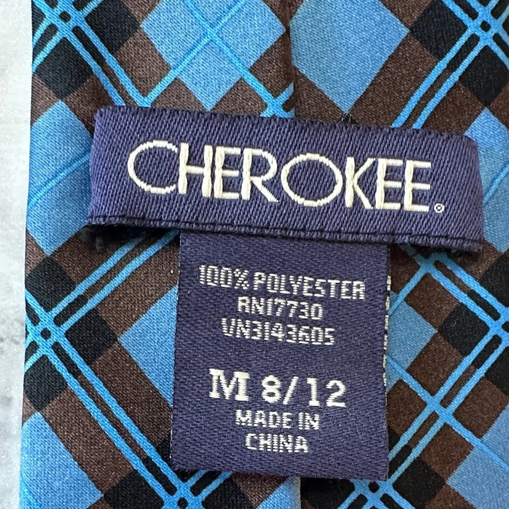Cherokee Kids Blue and Black Checkered Tie